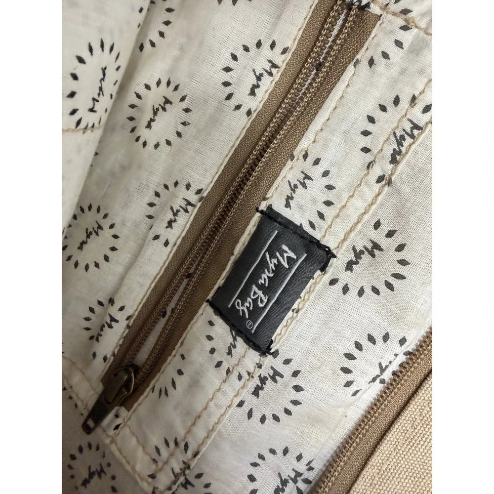 Myra Bag Canvas Leather Cafes Legumes Graphic Tote Shoulder Bag Tan Star Key